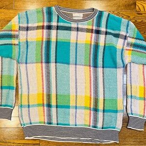 Vintage Christian Dior Plaid Knit Sweater | 100% Cotton | XL/TG